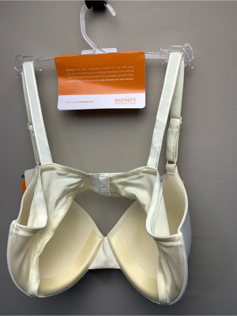 Warner's This Is Not A Bra Ivory T-Shirt Bra 38C Underwire Cushioned Straps NWT